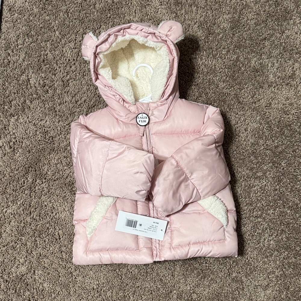 Rothschild Pink Puffer Jacket with Bear Ears